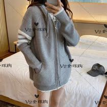 Thom Browne autumn and winter new four-bar wool knitted hooded cardigan tb mens and womens sweater cardigan