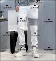 Thom Browne autumn and winter new four-bar knitted striped foot sports sweatpants tb mens and womens casual trousers
