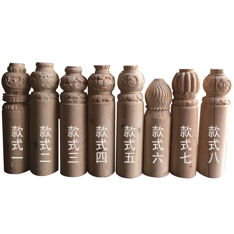 China Ming and Qing outdoor anti-corrosion wood Classical garden pine relief hanging melon Living room wood carving hanging lotus column partition Dongyang