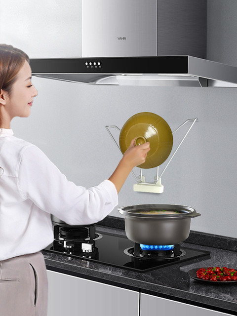 Pot lid rack with water tray 304 stainless steel wall-mounted rack without punching kitchen storage simple storage rack