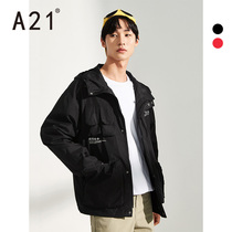 A21 autumn 2020 new mens loose hooded windbreaker long sleeve letter printing tooling wind jacket tide card