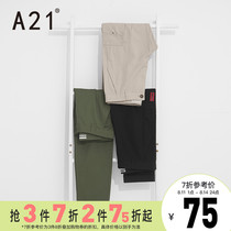 A21 spring and summer cotton multi-pocket overalls tide brand straight mens pants drawstring casual pants mens nine-point pants