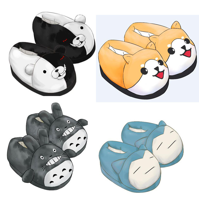 Salted Fish King Naruto Demon Kirby Monster Totoro Cotton Slippers Cat Teacher Shoes Corgi Paws Black and White Bear Toothless Thick
