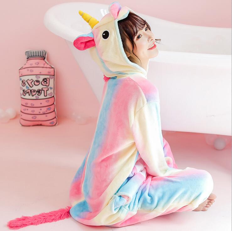 Colorful Pegasus One-Piece Animal Pajamas Cartoon Cute Thickened Autumn and Winter Coral Fleece Loungewear Couple Anime Performance Colorful Pegasus One-Piece Animal Pajamas Cartoon Cute Thickened Autumn and Winter Coral Fleece Loungewear Couple Anime Performance