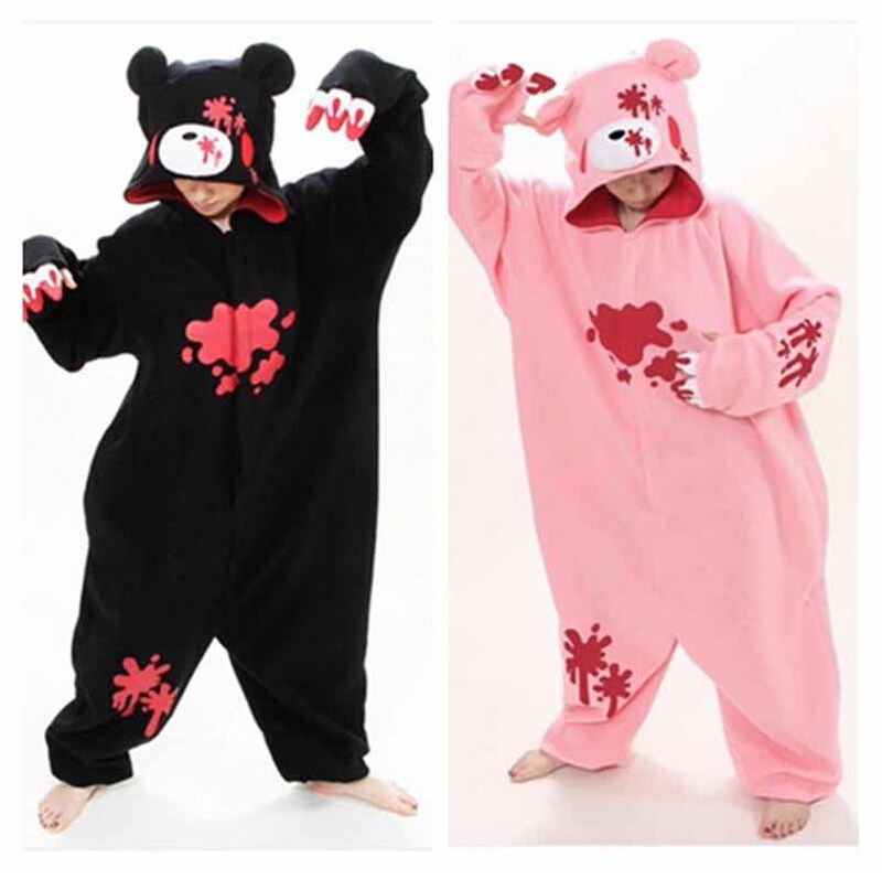 New Pink Bear Kigurumi Onesie Black Violent Bear One-Piece Pajamas Homewear