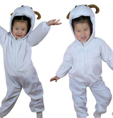 卡通舞台服儿童十二生肖小白兔山羊 绵羊演出服动物连体衣幼儿园