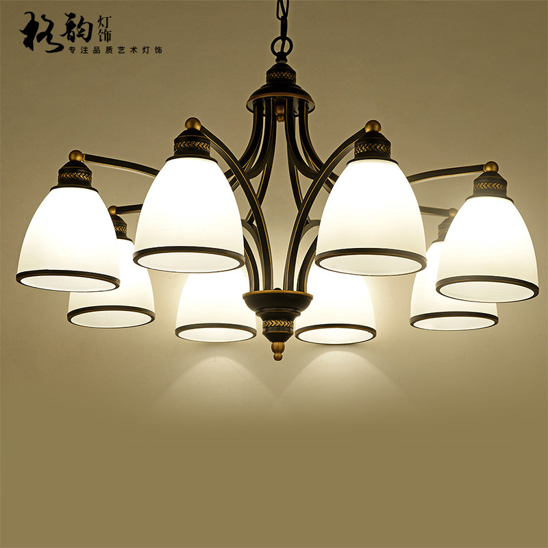 美式吊灯遥控变光LED客厅灯卧室餐厅灯北欧复古铁艺乡村欧式灯具