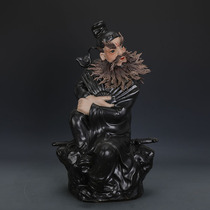 Jingdezhen Sculpture Porcelain Zeng Shandong bottom kiln color black glazed Zhong Kui statue 1980s factory antique ornaments