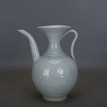 Song Dynasty Hutian kiln green glaze hand-carved porcelain pot old imitation unearthed ancient porcelain antique collection ornaments