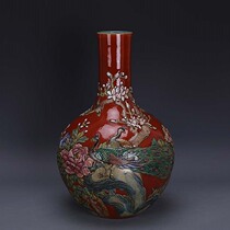 Daqing Qianlong relief pastel flower bird pattern celestial bottle Cultural Revolution factory goods antique porcelain antique collection ornaments