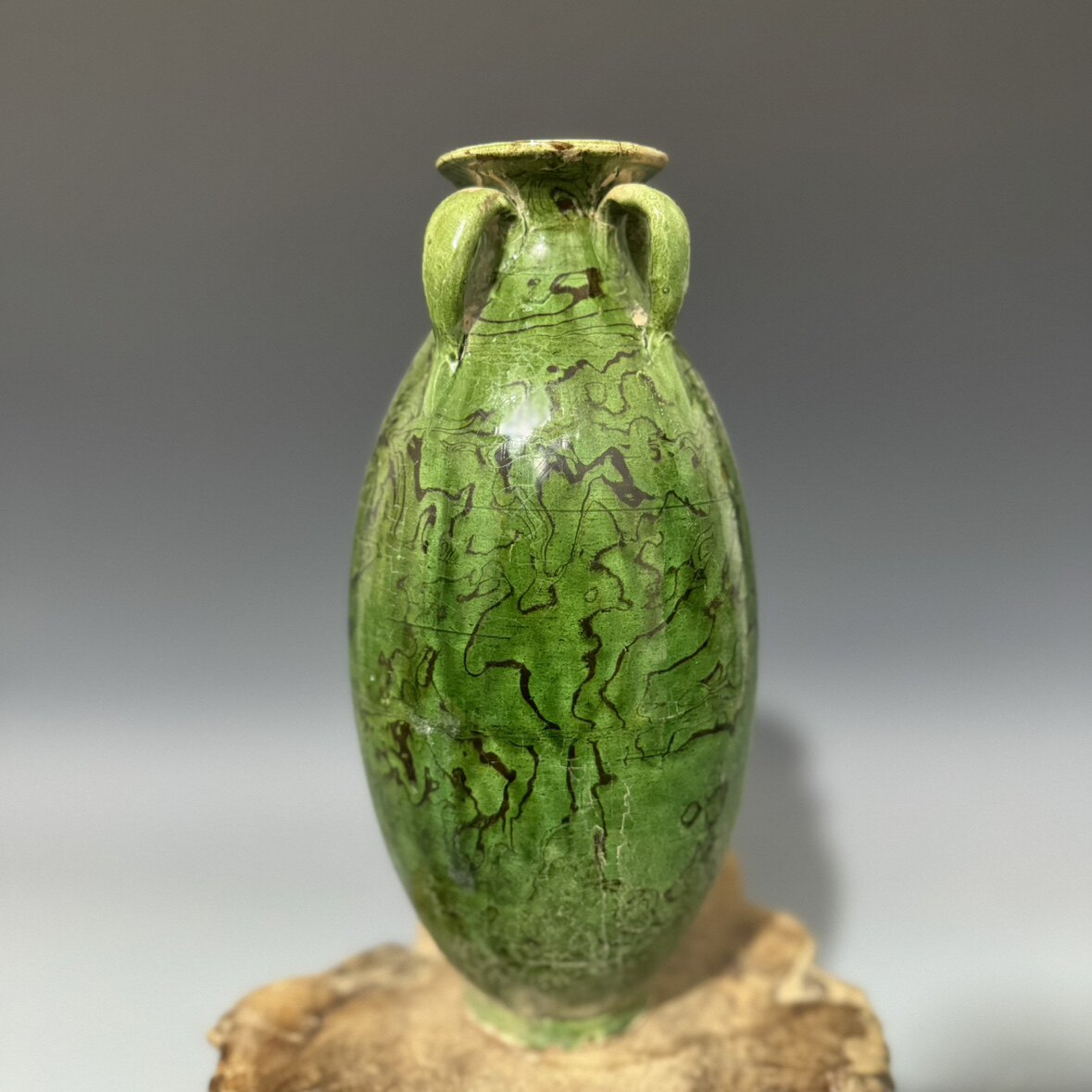 旧家蔵出『唐 絞胎西瓜果盤 共箱』 陶芸 中国陶瓷器 古美術品