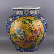 Qing Yongzheng enamel color silk Phoenix peony big pot imitation official kiln return ancient porcelain antique antique collection