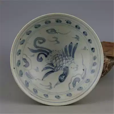 Yuan blue and white handmade painting blue and white single Phoenix figure bucket to do old antique porcelain old goods collection antique