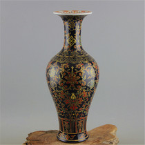 Qing Qianlong Wujin glaze enamel flower fishtail bottle old antique porcelain antique collection ornaments
