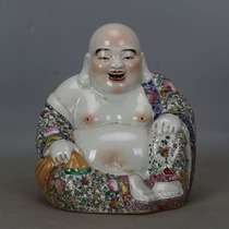  Pastel Maitreya Buddha bag Arhat Buddha statue Zeng Longsheng collection Jingdezhen factory goods sculpture porcelain ornaments
