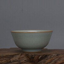 Song Dynasty Ru kiln sky green glaze open piece small Bowl Cup Master Cup well open hand-made antique porcelain antique collection ornaments