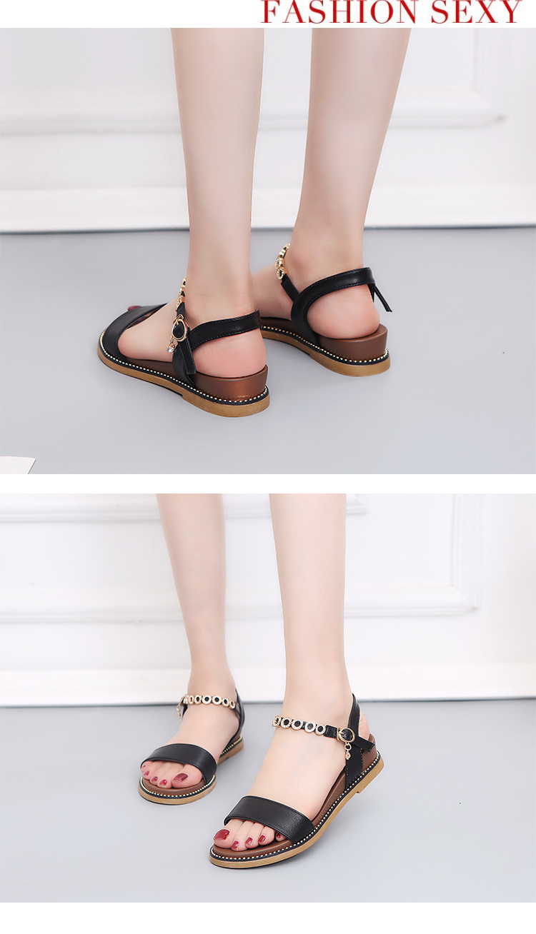 Giày gió nhẹ nhàng retro sandal nữ sinh viên hè 2018 phiên bản mới của Hàn Quốc có độ dốc với đáy dày dày sang trọng sandal cao gót