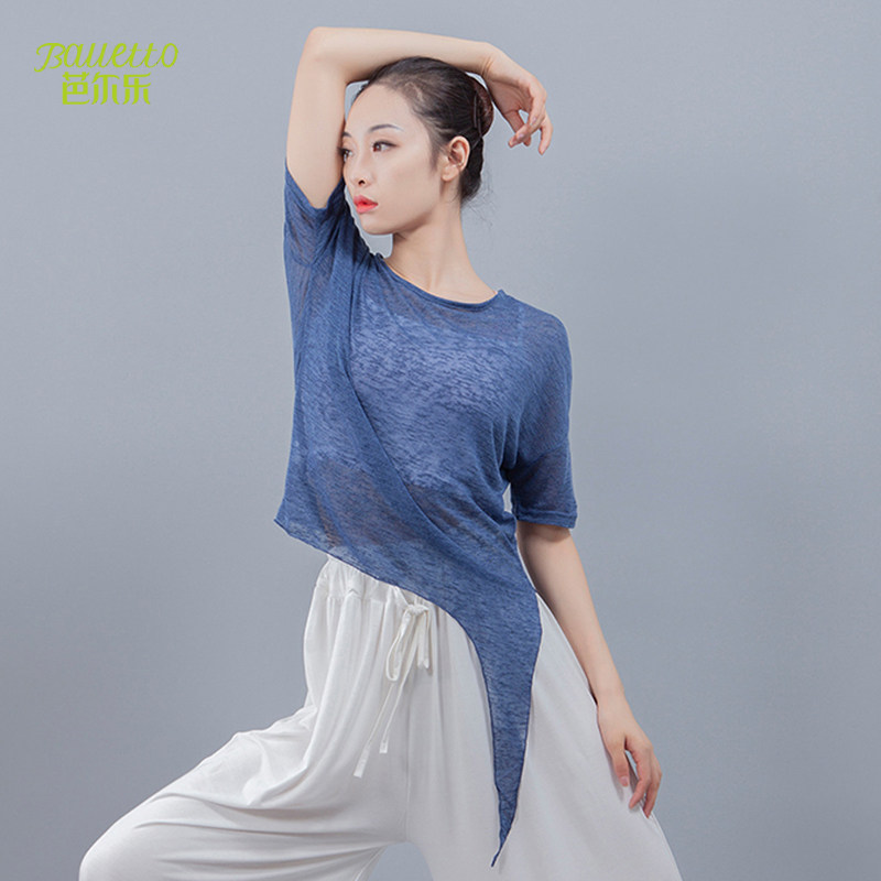 Modern dance training clothes short-sleeved mesh classical blouse ballet adult Chinese dance clothes women's training top - Taobao