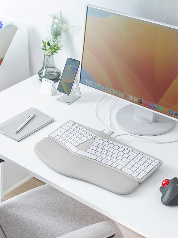 Japanese Sanwa Ergonomic Keyboard Wireless Bluetooth with Wrist Rest for Gaming, Office, Home Use, Backlit Wired Typing