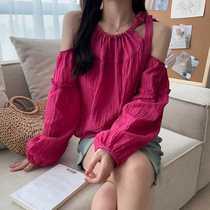 Bubble Sleeves Shirt Spring Dress Women 2024 new extremely simple Wind Shoulder Ensemble Spring Day Shirts with Dont Sunscreen Blouse Women