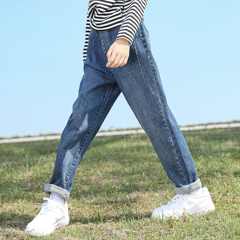 Girls jeans spring and autumn 2021 new children's casual trousers outside the wear of spring pants big children's pants net red dad pants