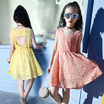 Girls dress 2021 new summer dress children sleeveless camisole middle child halter princess dress long dress