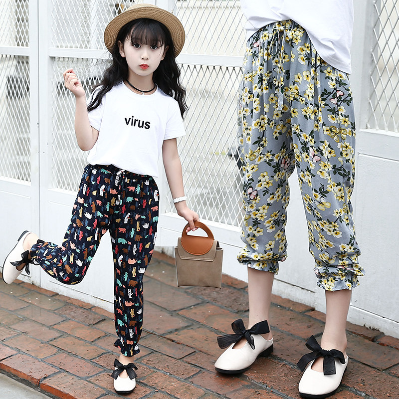 Girls' anti-mosquito pants 2022 new Summer children CUHK Tong Crush 7 Pants Beach Pants Loose Pants Kharen Pants