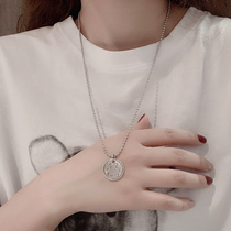 Cute girl Heart Bear biscuit necklace female Japanese and Korean retro hip hop coin pendant mens and womens T-shirt hipster jewelry