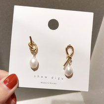 South Korea East Gate 925 Silver Needle Asymmetric Knock Earrings Net Red ins Retro Baroque Pearl Earrings Earrings
