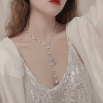 Sexy rhinestone choker long necklace retro fashion light luxury flash diamond pearl neck chain choker neck jewelry