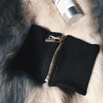 Autumn and winter metal zipper wide collar Mens and womens high collar knitted false collar Wild collar pullover neck wool scarf