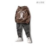 Хлопковая осенняя детская толстовка для мальчиков с капюшоном, детская одежда, подходит для подростков, в западном стиле