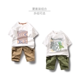 Летняя одежда, нарукавники для мальчиков, хлопковый комплект, шорты, штаны, детская одежда, сезон 2021, короткий рукав, подходит для подростков, в западном стиле