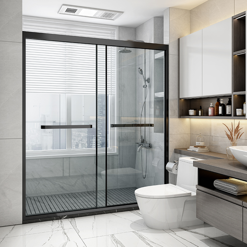 Net red shower room partition one-shaped glass door toilet simple sliding bath screen bathroom dry and wet separation of home