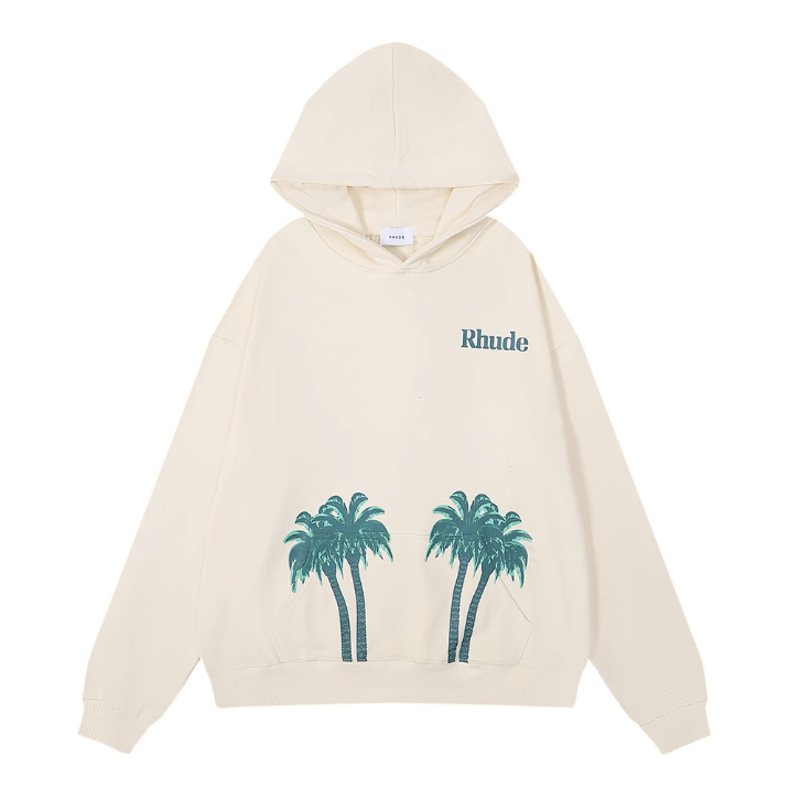 Meiphao Rhude Port de Gustavia Coconut Tree Beach Beach Beach Beauty Printing Loose Casual Host Collus