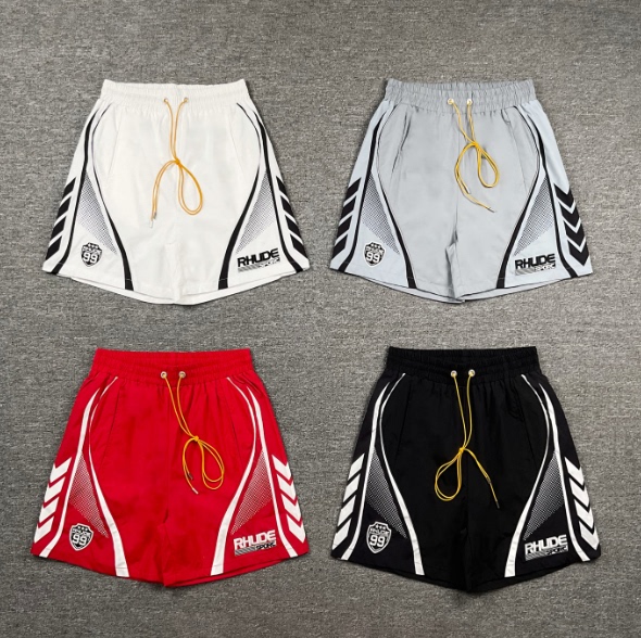 Rhude American Hip-Hop Embroidered Letter Logo Sports Shorts for Men and Women, Loose Drawstring Thin Casual Five-Point Shorts Rhude American Hip-Hop Embroidered Letter Logo Sports Shorts for Men and Women, Loose Drawstring Thin Casual Five-Point Shorts