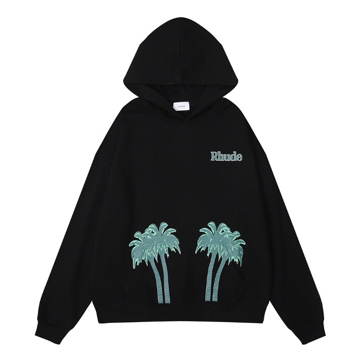Meiphao Rhude Port de Gustavia Coconut Tree Beach Beach Beach Beauty Printing Loose Casual Host Collus