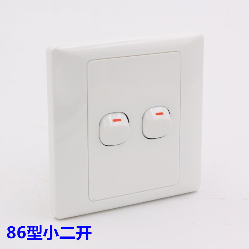 Type 86 small two-opening single control board Two-position single control switch flame retardant material small plate double link single control 2 open