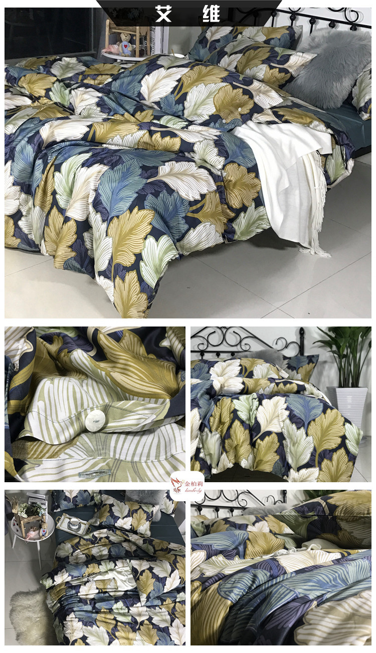 Digital nhập khẩu vải cotton Ai Cập denim bông satin mềm mại và tinh tế khỏa thân Mỹ DN giường bông Bộ đồ giường - Bộ đồ giường bốn mảnh chăn ga cao cấp