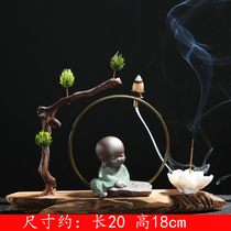 Chinese style reverse flow incense burner Household indoor lotus line incense burner weathered wood incense living room Monk decoration Tea ceremony incense road