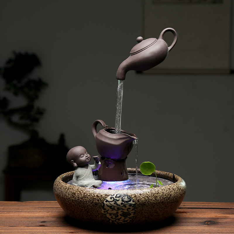 Creative Minimalist Flowing Water Fountain Decorations Ceramic Fish Tank Humidifiers Home Living Room Feng Shui Strokes of Atomization Tabletop