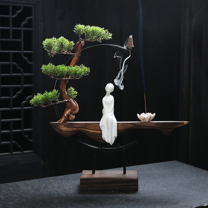 Back-back incense stove minimalist Zen Pendulum Piece Creative Chinese style Home Indoor Incense Stick-in-a-Porcelain Tarchanan Incense Stove