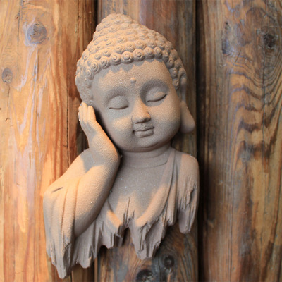 New Home Furnishing Chinese wall decoration Creative wall decoration Wall decoration Ceramic Buddha statue Wall hanging decoration Zen top decoration