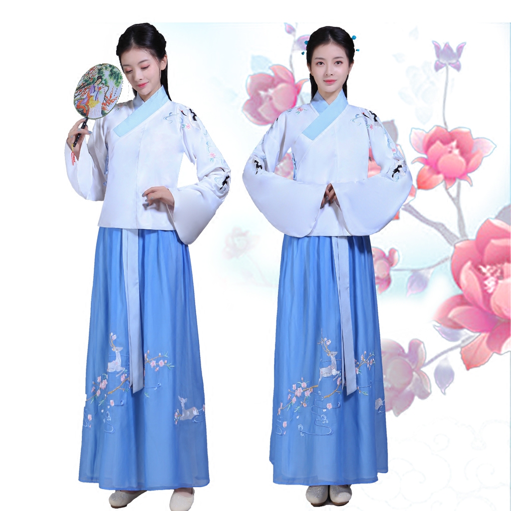 ((Deer Cranes) Traditional Han clothes Non-ancient Costume Neckline Embroidered and Padded Jacket Spring Autumn Winter Ming Made Female Pipa Sleeves Cloak