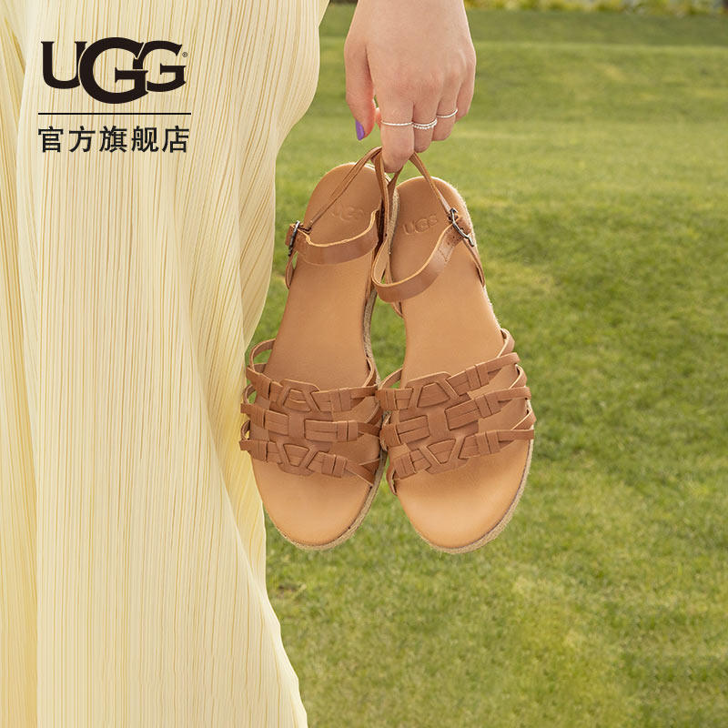 UGG2022 Summer Ladies Leather Woven Sandals Simple Fashion Lightweight Flat Sandals 1014950