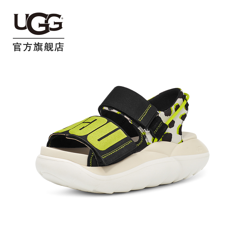 UGG2022春季新款女士凉鞋豹纹款魔术贴休闲厚底沙滩鞋 1126951