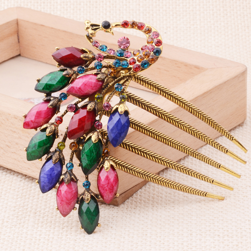Retro nơ chèn lược Hàn Quốc kẹp tóc kẹp tóc bóng đầu hoa hoa rhinestone tóc chải tóc phụ kiện tóc - Phụ kiện tóc bộ dây buộc tóc cho bé gái