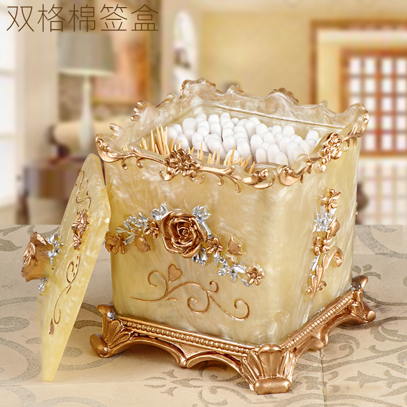 European luxury cotton cotton box cotton box Living room creative toothpick box hand pressed automatic tooth box