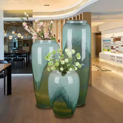 Jingdezhen floor vase handmade pottery jar drying flower Flower home living room large flower pot flower arrangement decoration decoration