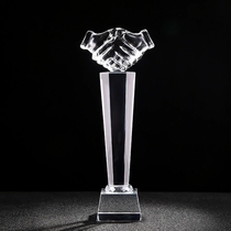 Cooperation Win-Win Crystal Trophy Creative Handshake Employee Partner Company Annual Conference Awards Gift Quality